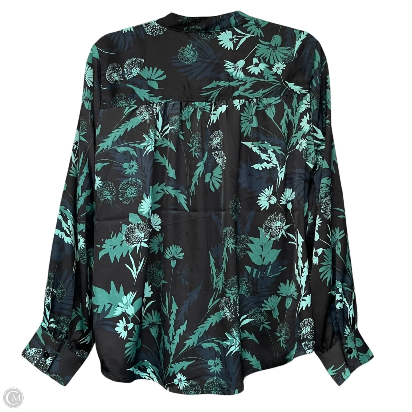 Blouse Long Sleeve By Liverpool In Black & Green, Size: M