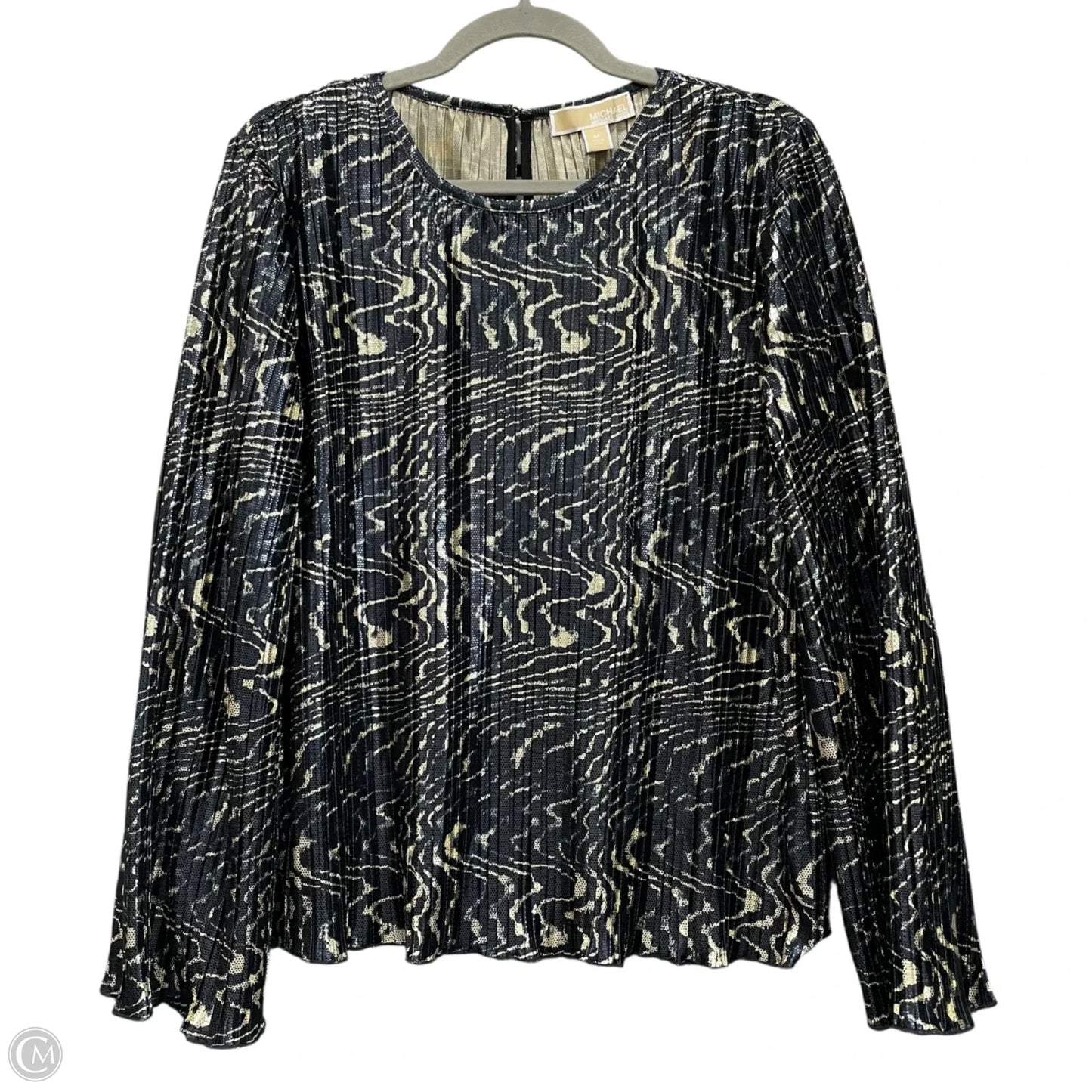 Blouse Long Sleeve By Michael By Michael Kors In Blue & Gold, Size: M