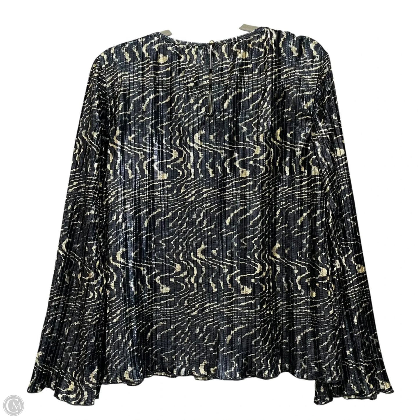 Blouse Long Sleeve By Michael By Michael Kors In Blue & Gold, Size: M