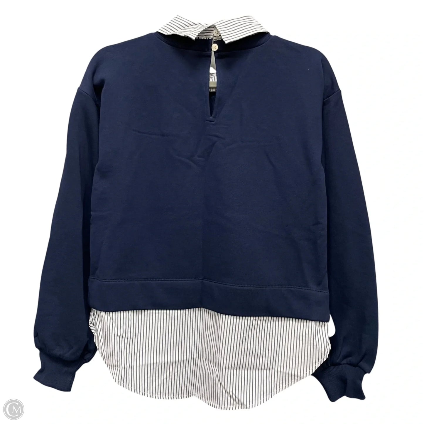 Sweatshirt Collar By Loft In Blue & White, Size: Xs