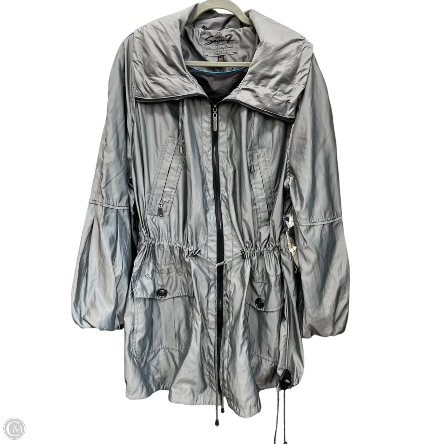 Jacket Windbreaker By Seven 7 In Grey, Size: 2x