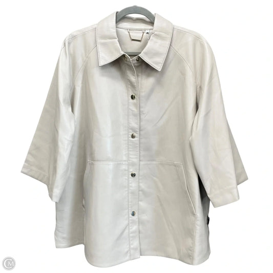 Jacket Shirt By Chicos In Cream, Size: Xl