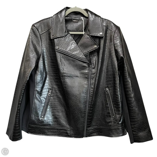 Jacket Moto By Chicos In Black, Size: 16