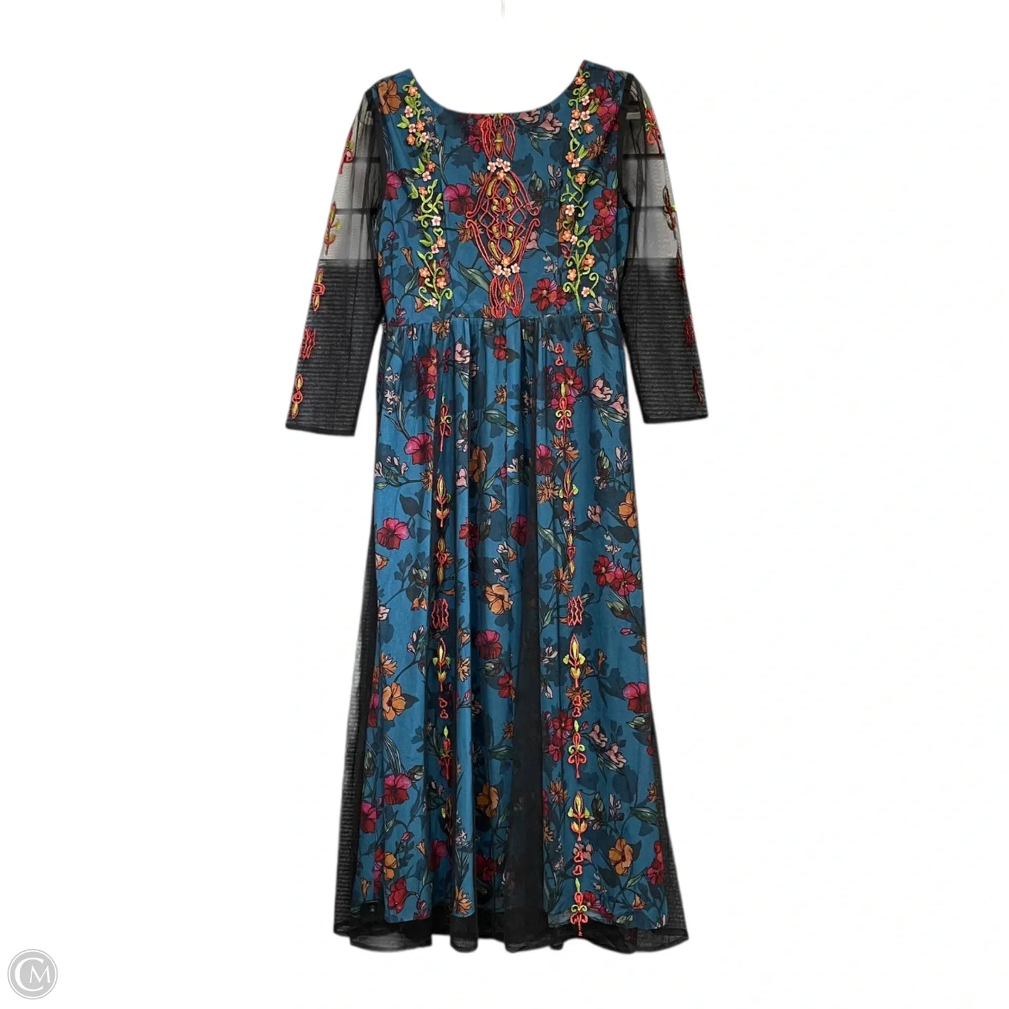 Dress Casual Midi By Cmc In Black & Blue, Size: M