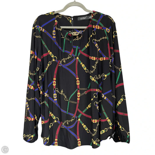 Top Long Sleeve By Lauren By Ralph Lauren In Black & Gold, Size: 2x
