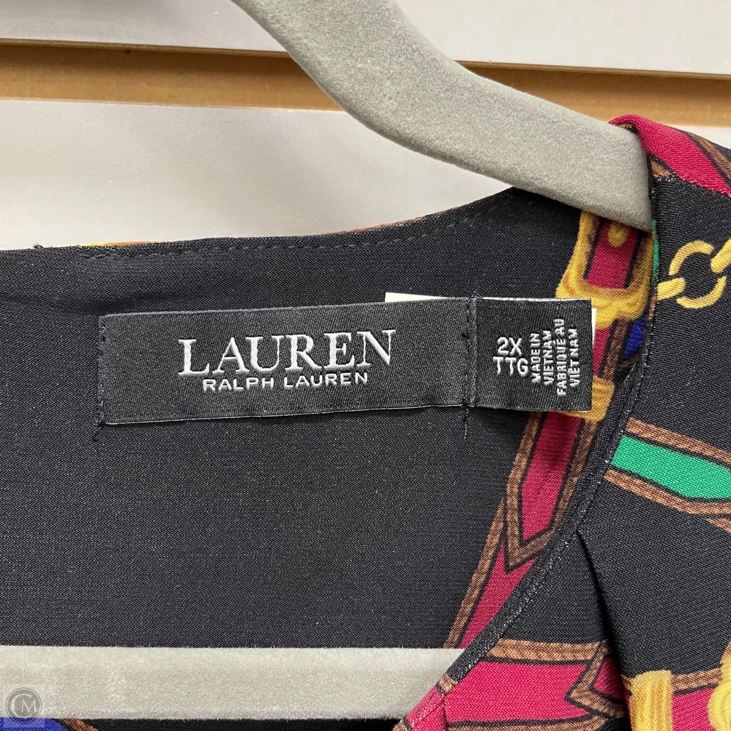 Top Long Sleeve By Lauren By Ralph Lauren In Black & Gold, Size: 2x