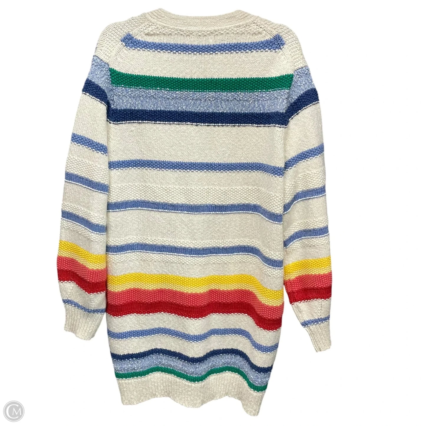 Sweater Cardigan By Polo Ralph Lauren In Striped Pattern, Size: L