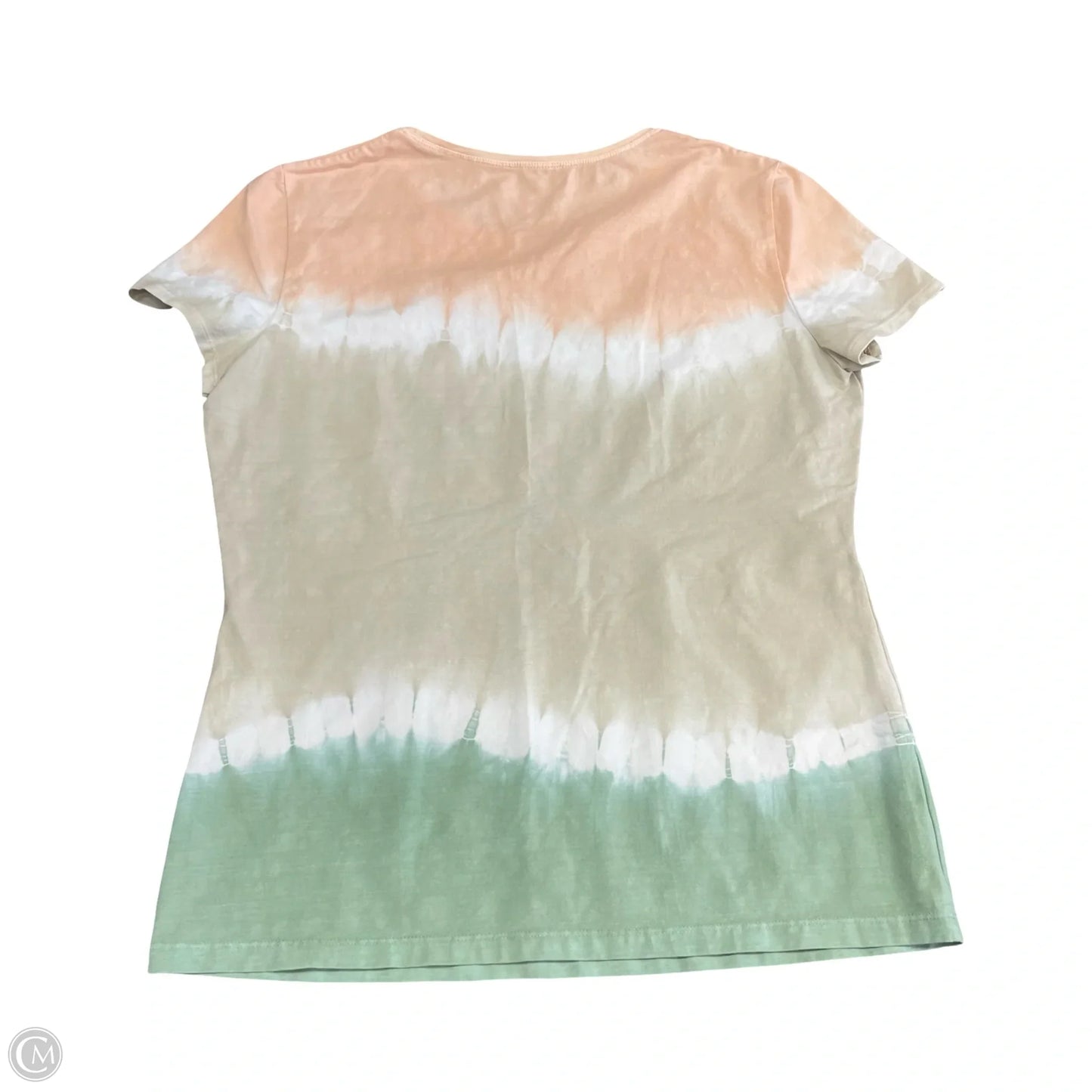 Top Short Sleeve Designer By Lafayette 148 In Green & Pink, Size: M