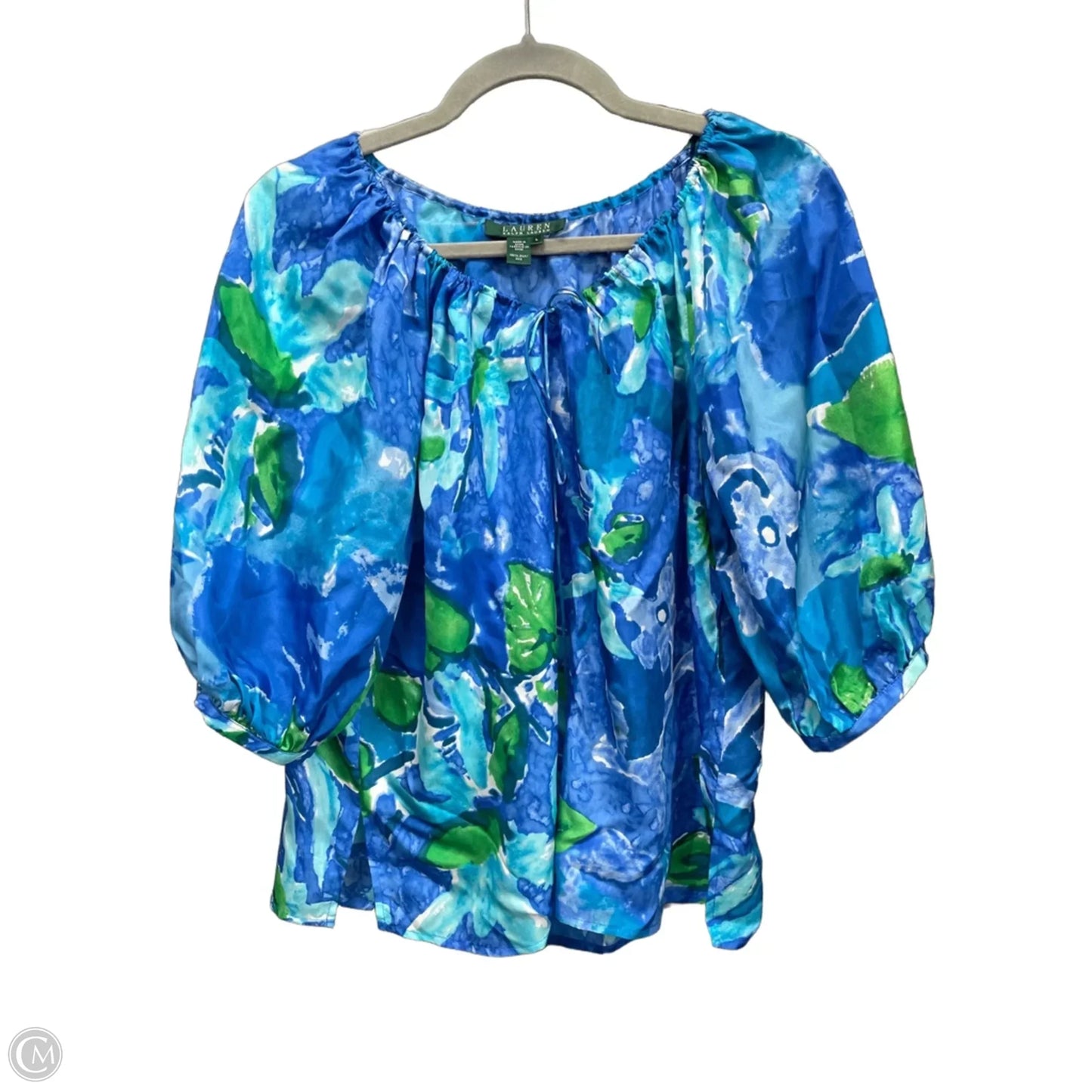 Top 3/4 Sleeve By Lauren By Ralph Lauren In Blue & Green, Size: M