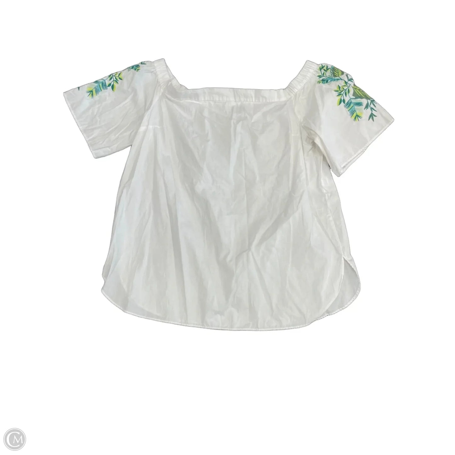Top Short Sleeve By Kaari Blue In Green & White, Size: Xl