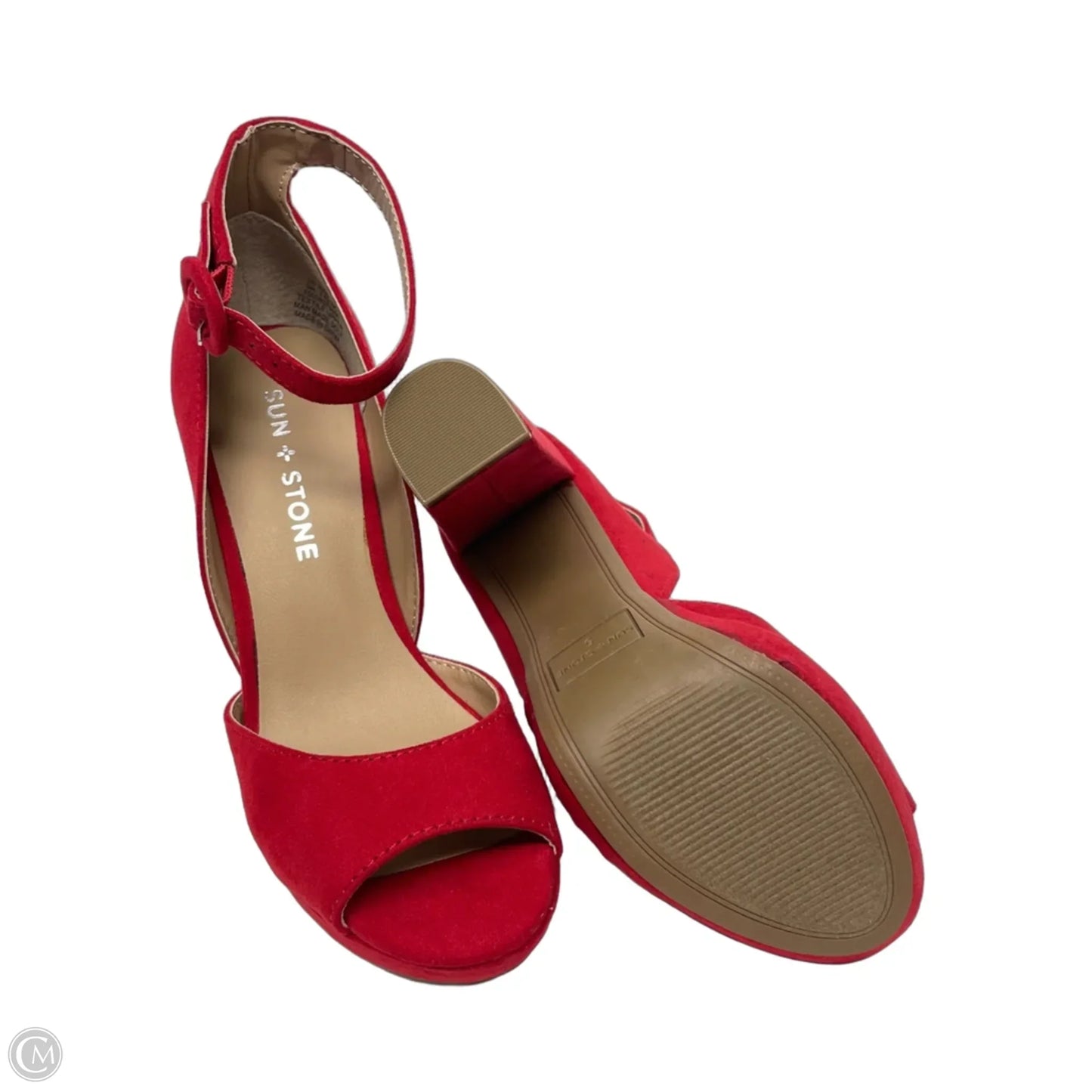 Sandals Heels Block By Clothes Mentor In Red, Size: 5