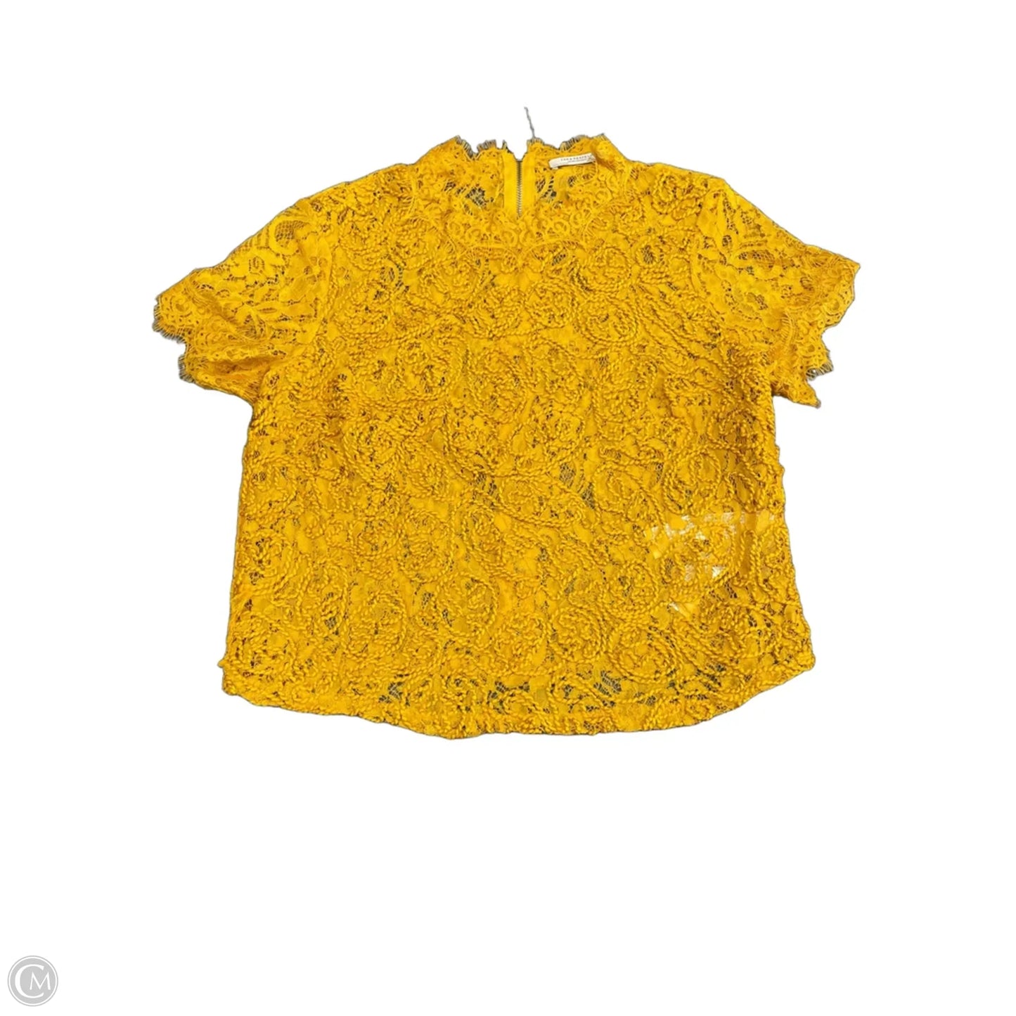 Top Short Sleeve By Zara In Yellow, Size: M