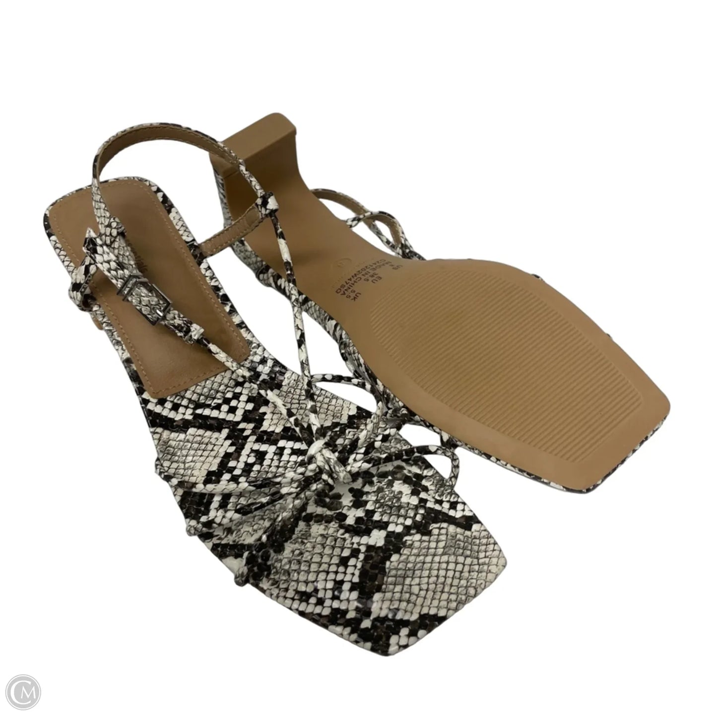 Sandals Heels Block By Amazon Essentials In Snakeskin Print, Size: 8