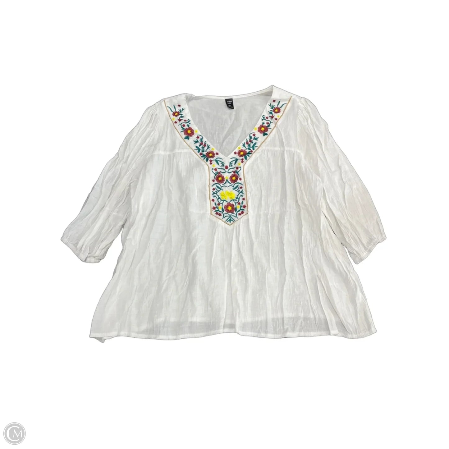 Top Short Sleeve By Shein In White, Size: 2x