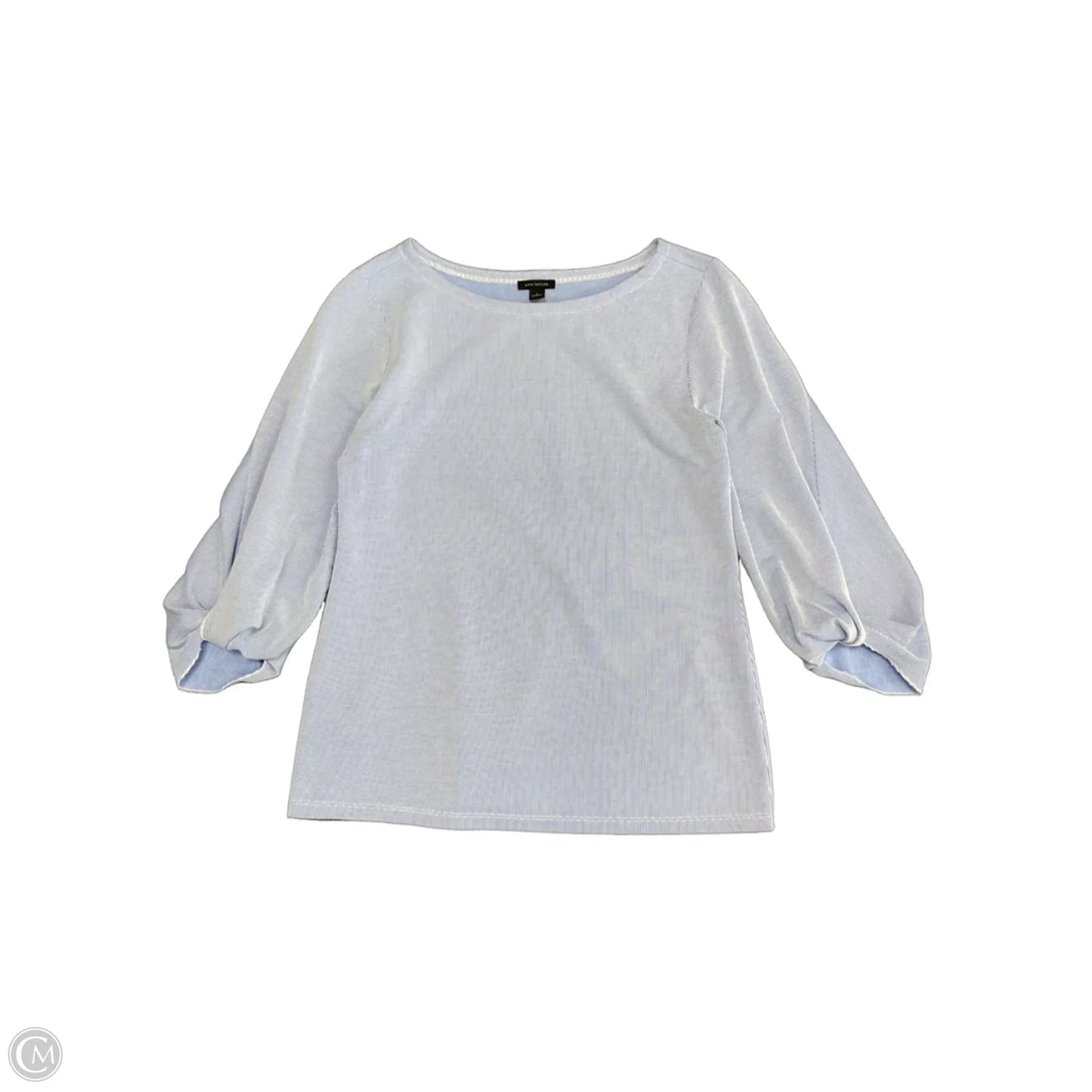Top 3/4 Sleeve By Ann Taylor In Blue & White, Size: S