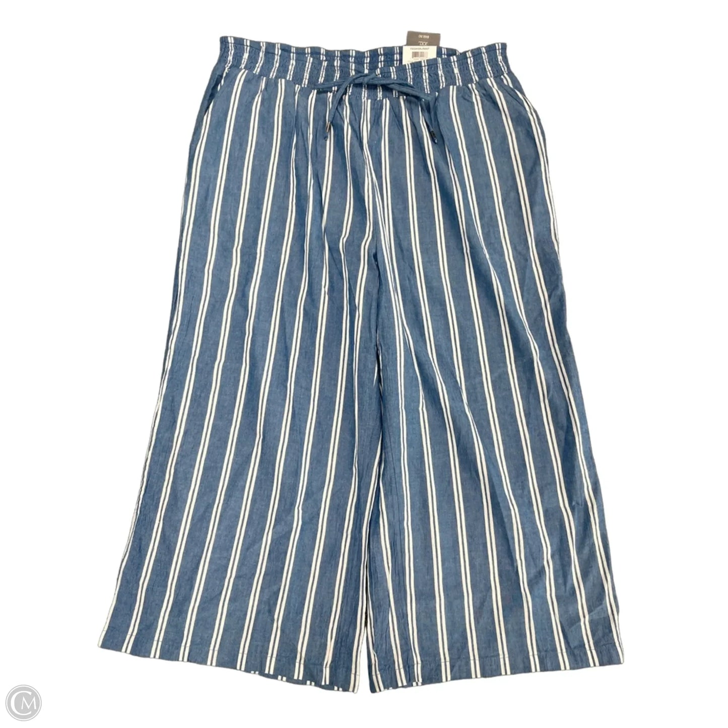Pants Wide Leg By Style And Company In Blue & White, Size: Xxl