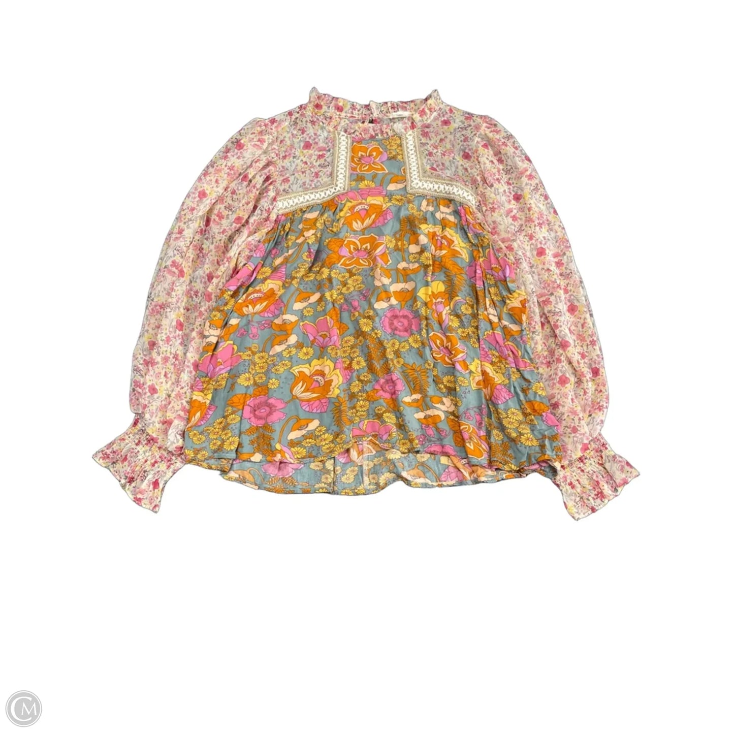 Top Long Sleeve By Jodifl In Orange & Pink, Size: M