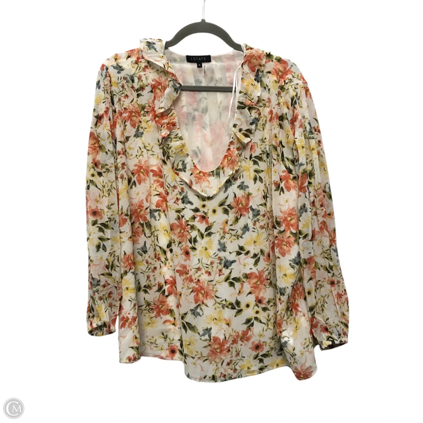 Top Long Sleeve By 1.state In Orange & White, Size: 1x