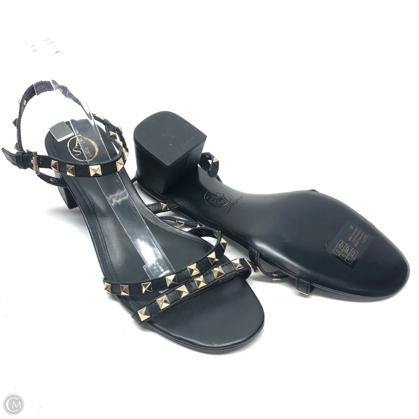 Sandals Heels Block By Ash In Black & Gold, Size: 11
