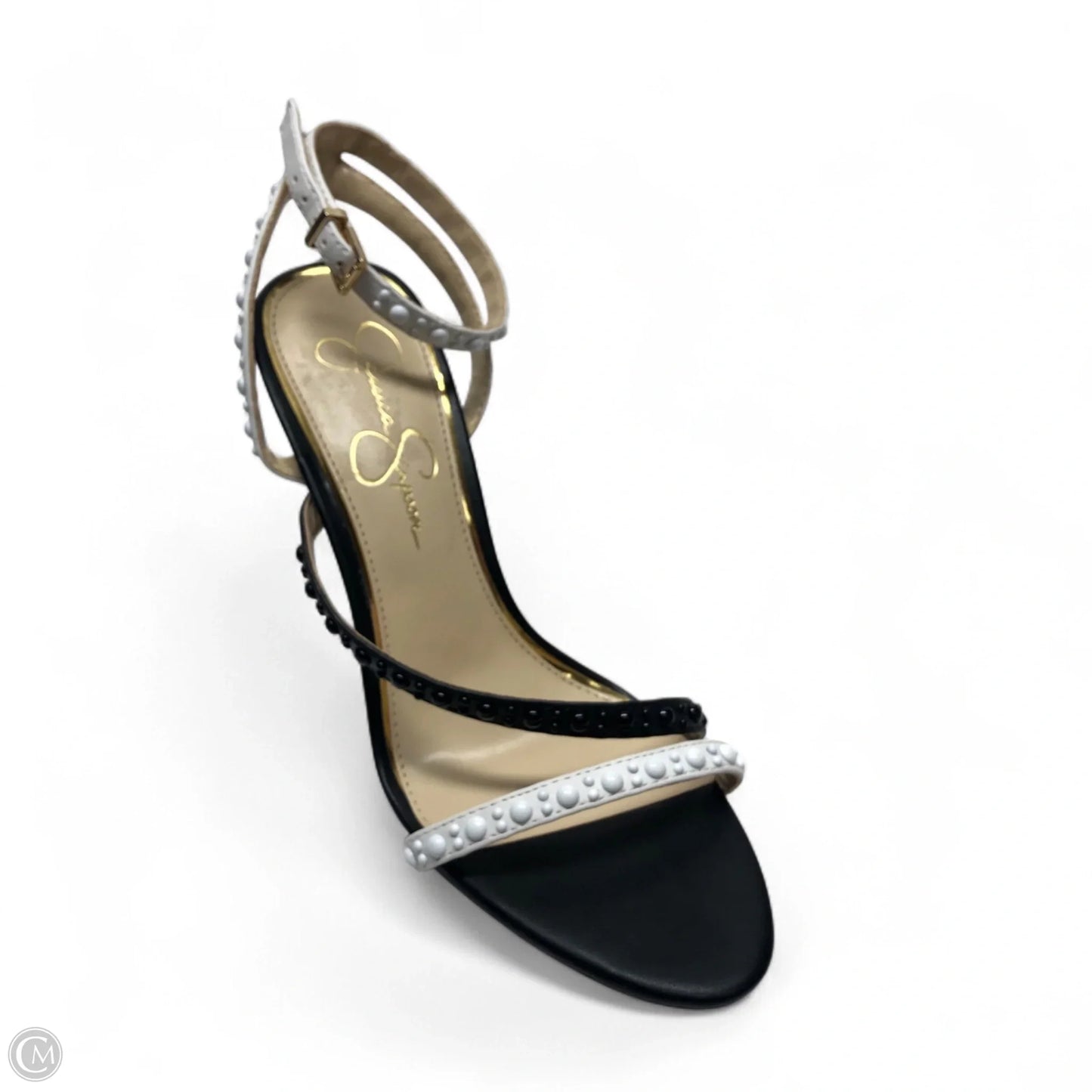 Sandals Heels Stiletto By Jessica Simpson In Black & White, Size: 9.5