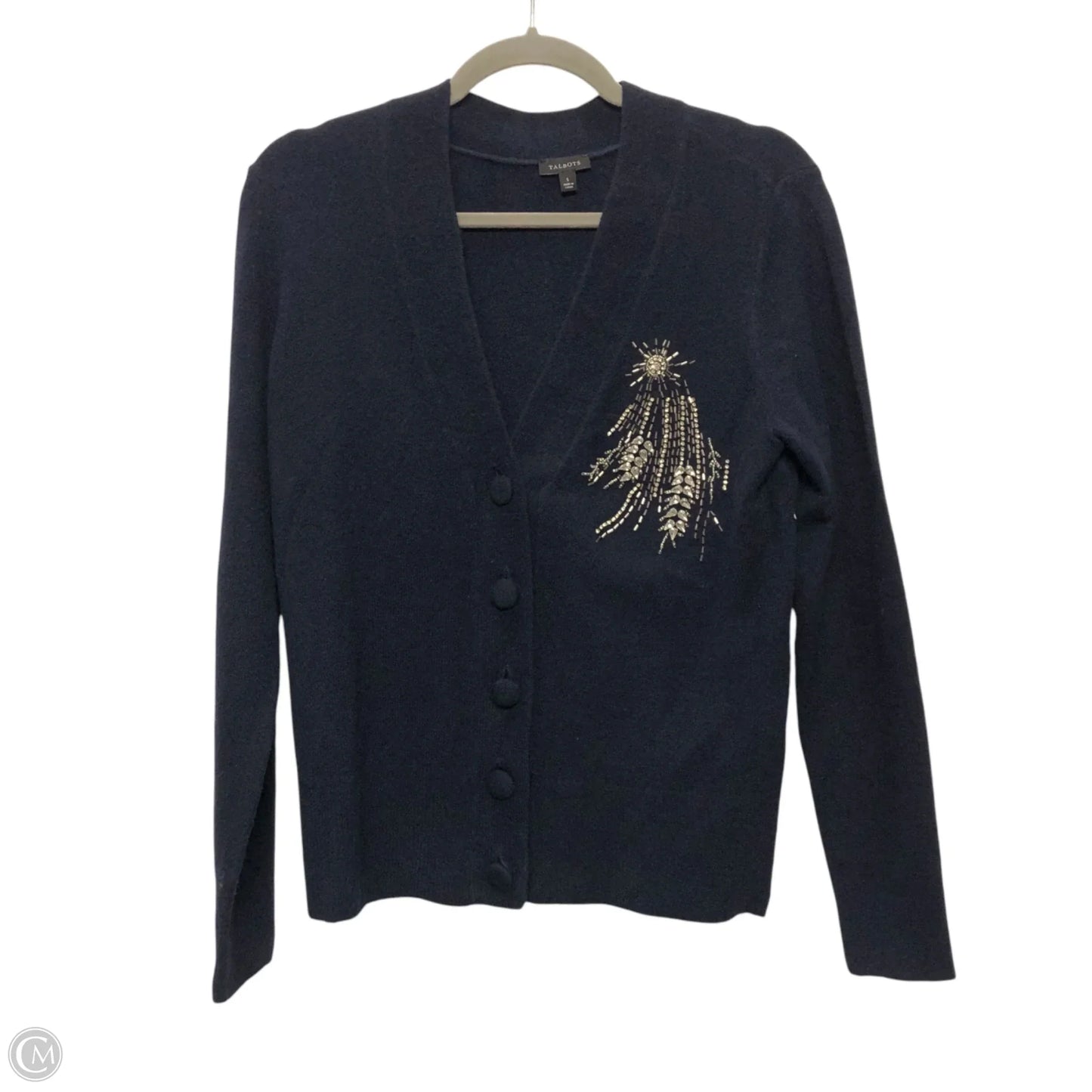 Sweater Cardigan By Talbots In Navy, Size: S