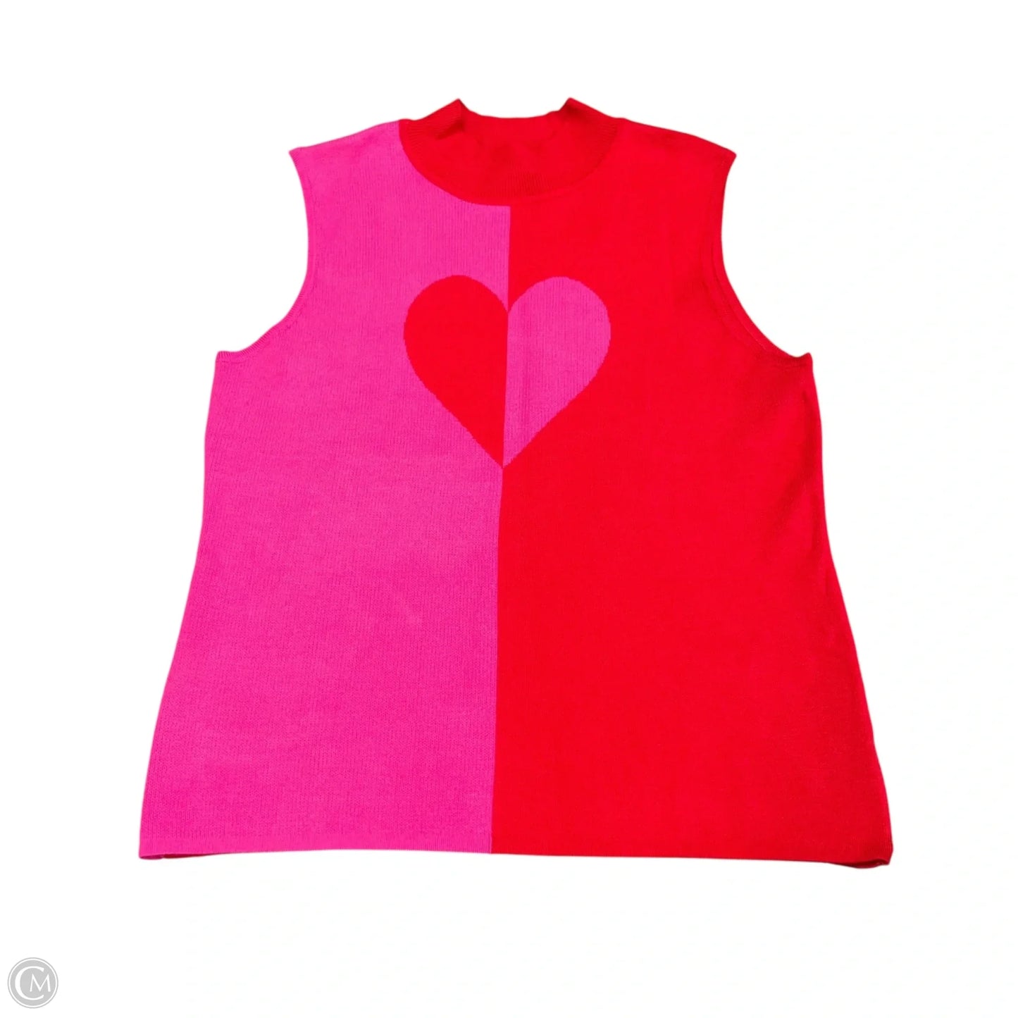 Vest Sweater By New York And Co In Pink & Red, Size: Xxl