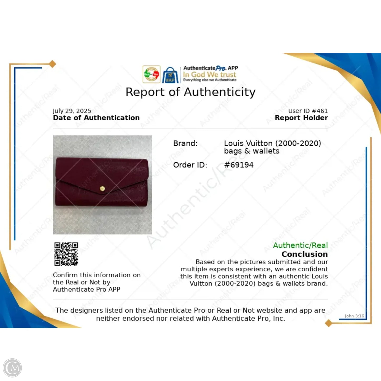 Wallet Luxury Designer By Louis Vuitton, Size: Large