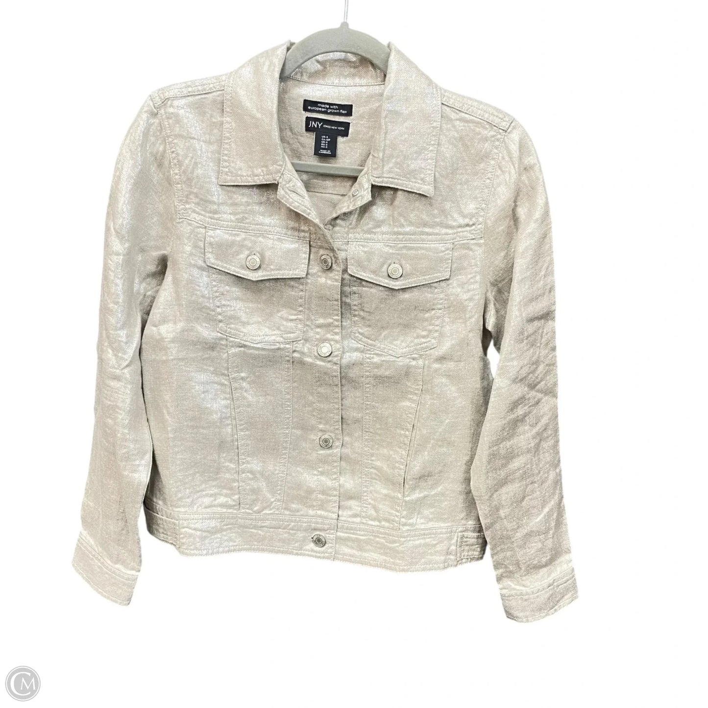 Jacket Shirt By Jones New York In Beige, Size: S