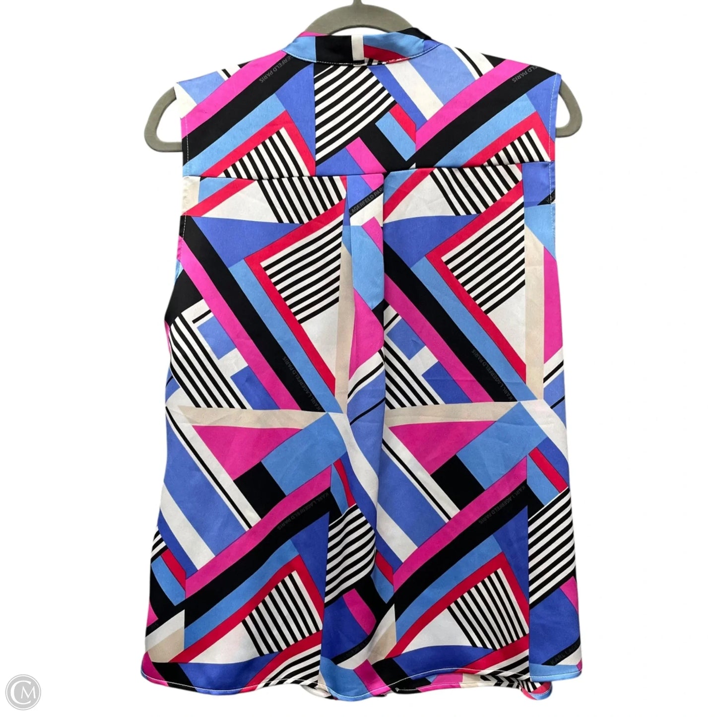 Blouse Designer By Karl Lagerfeld In Blue & Pink, Size: M