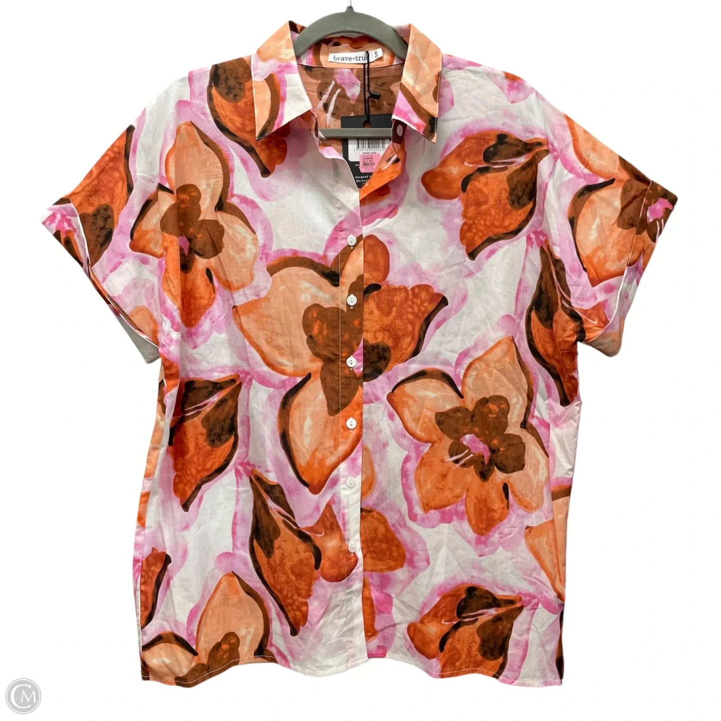 Top Short Sleeve By Cmb In Orange & Pink, Size: M