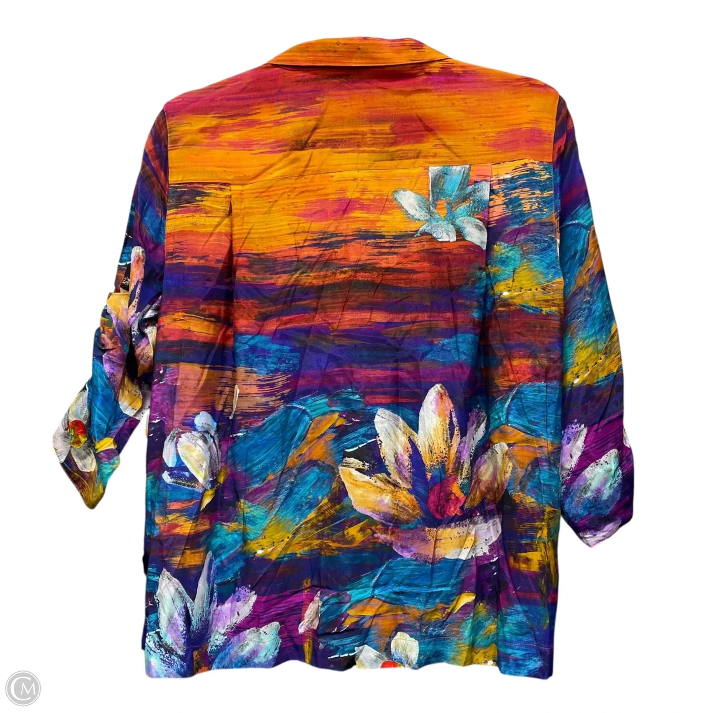 Top Long Sleeve By John Mark In Blue & Orange, Size: Sp