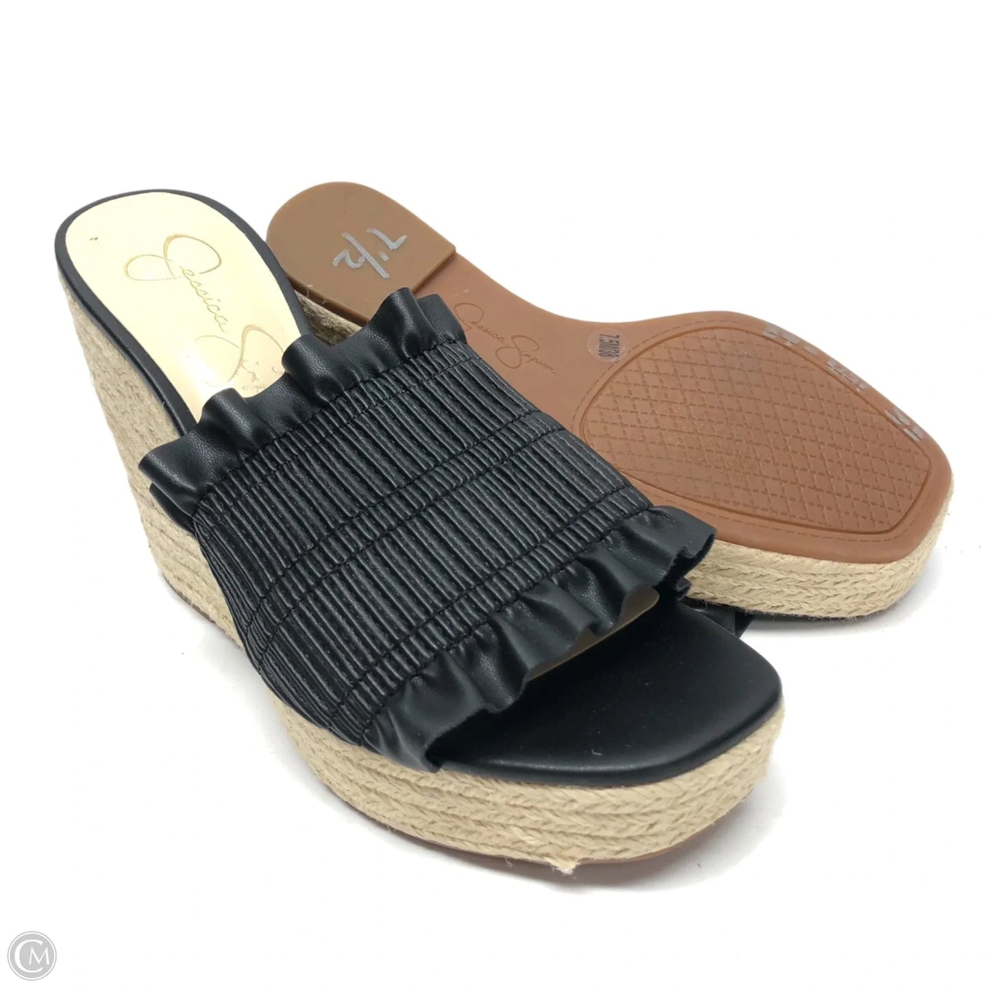 Sandals Heels Wedge By Jessica Simpson In Black, Size: 7.5