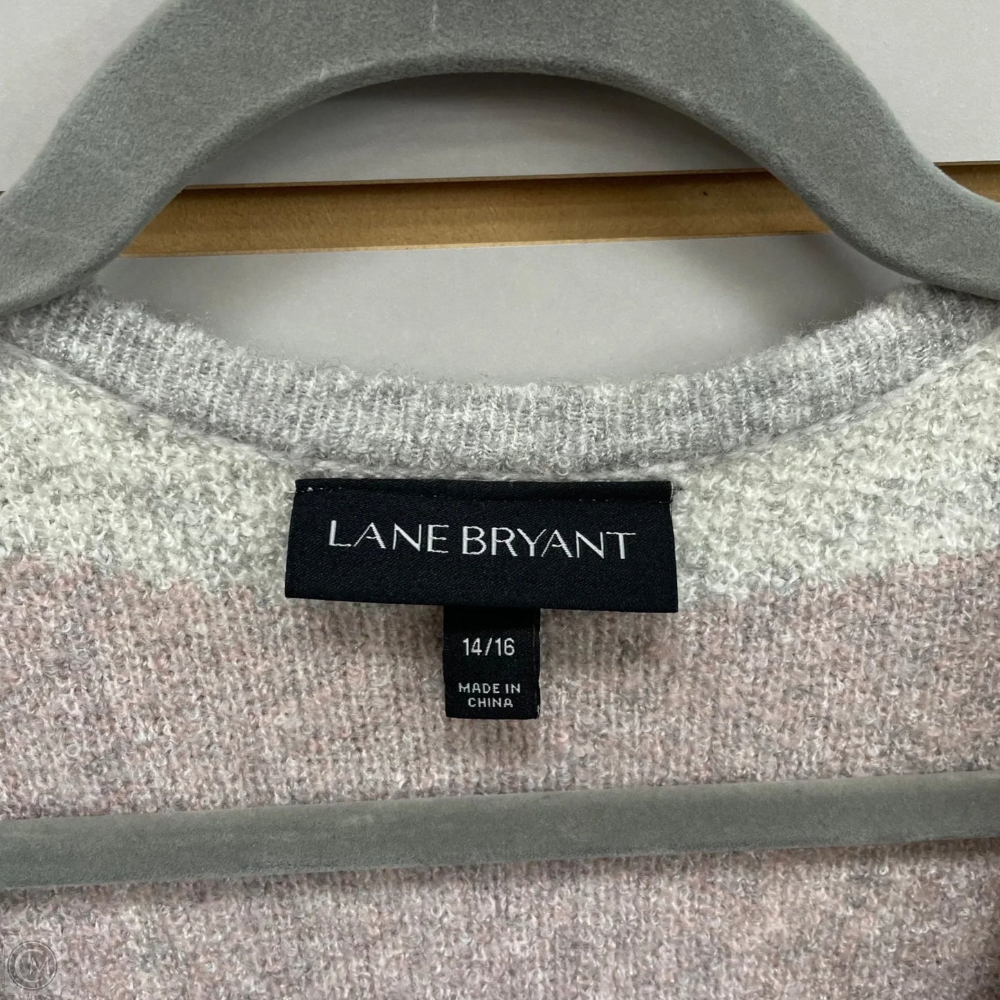 Sweater Cardigan By Lane Bryant In Grey & Pink, Size: Xl
