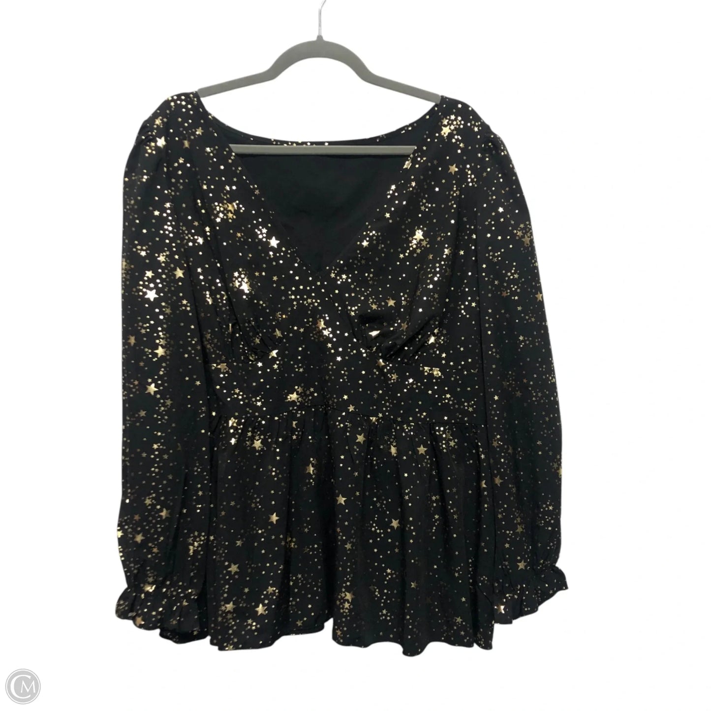 Blouse Long Sleeve By Shein In Black & Gold, Size: 3x