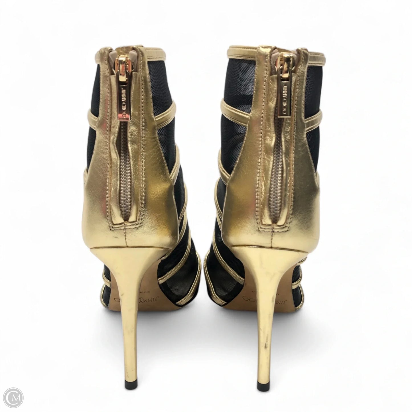 Shoes Luxury Designer By Jimmy Choo In Gold, Size: 6.5
