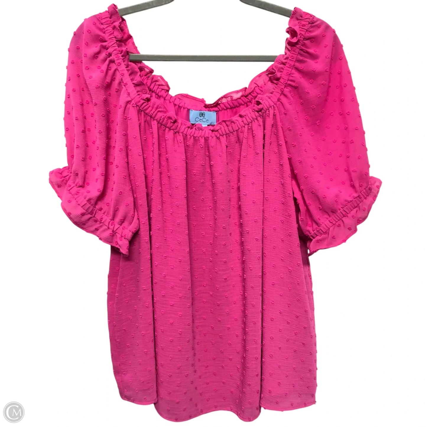 Blouse Short Sleeve By Cece In Pink, Size: 1x