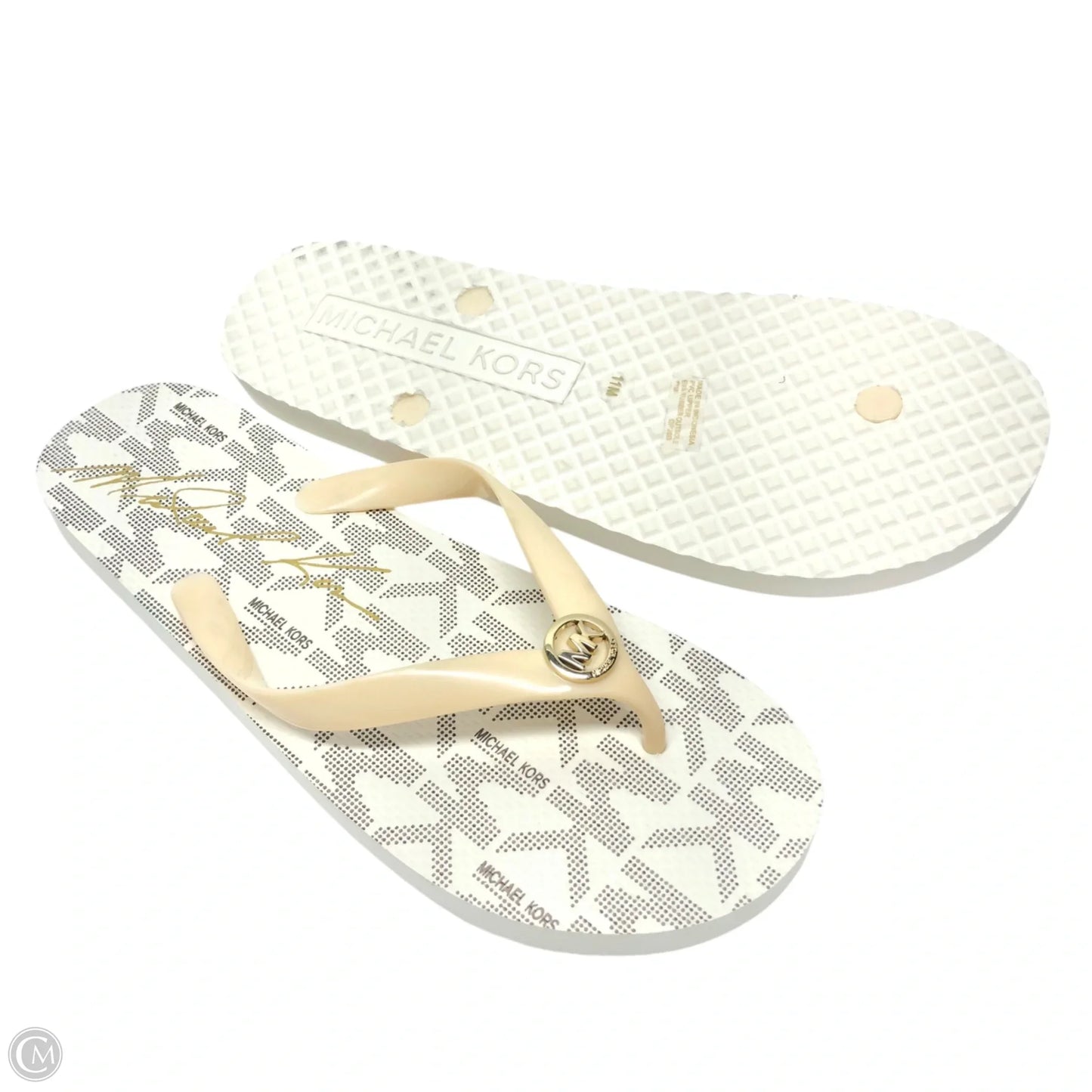Sandals Flip Flops By Michael By Michael Kors In White, Size: 11
