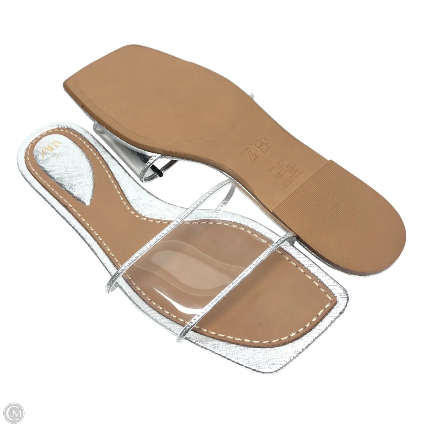 Sandals Flats By Zara In Silver, Size: 10.5