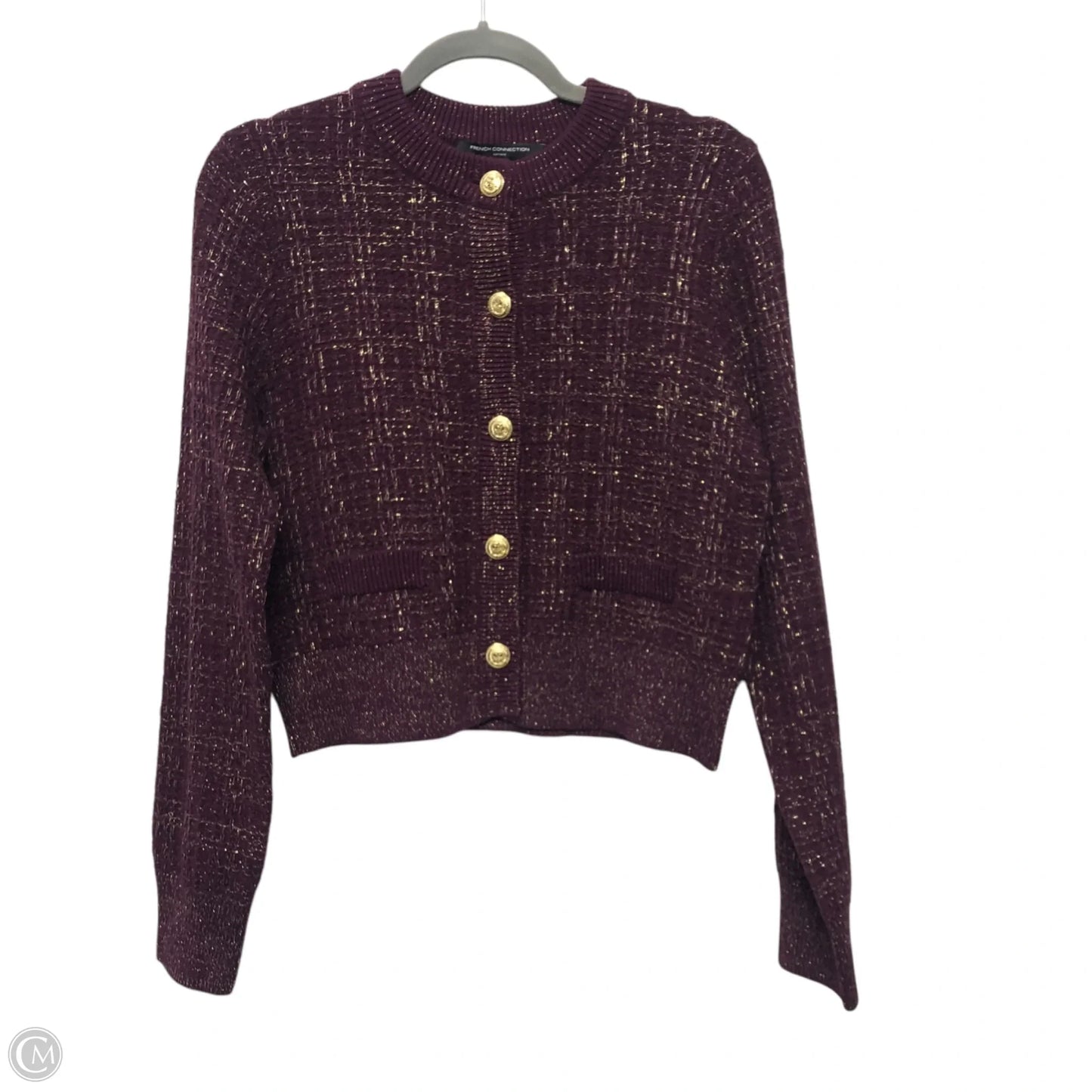 Sweater Cardigan By French Connection In Maroon, Size: M