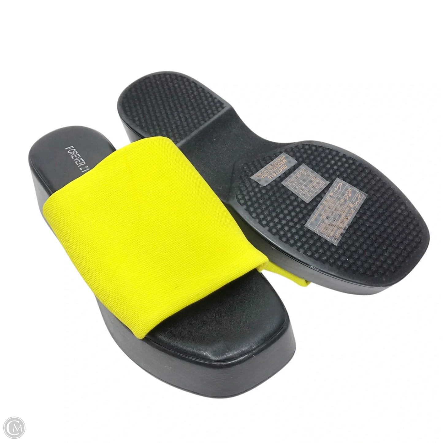 Sandals Heels Platform By Forever 21 In Black & Yellow, Size: 6.5