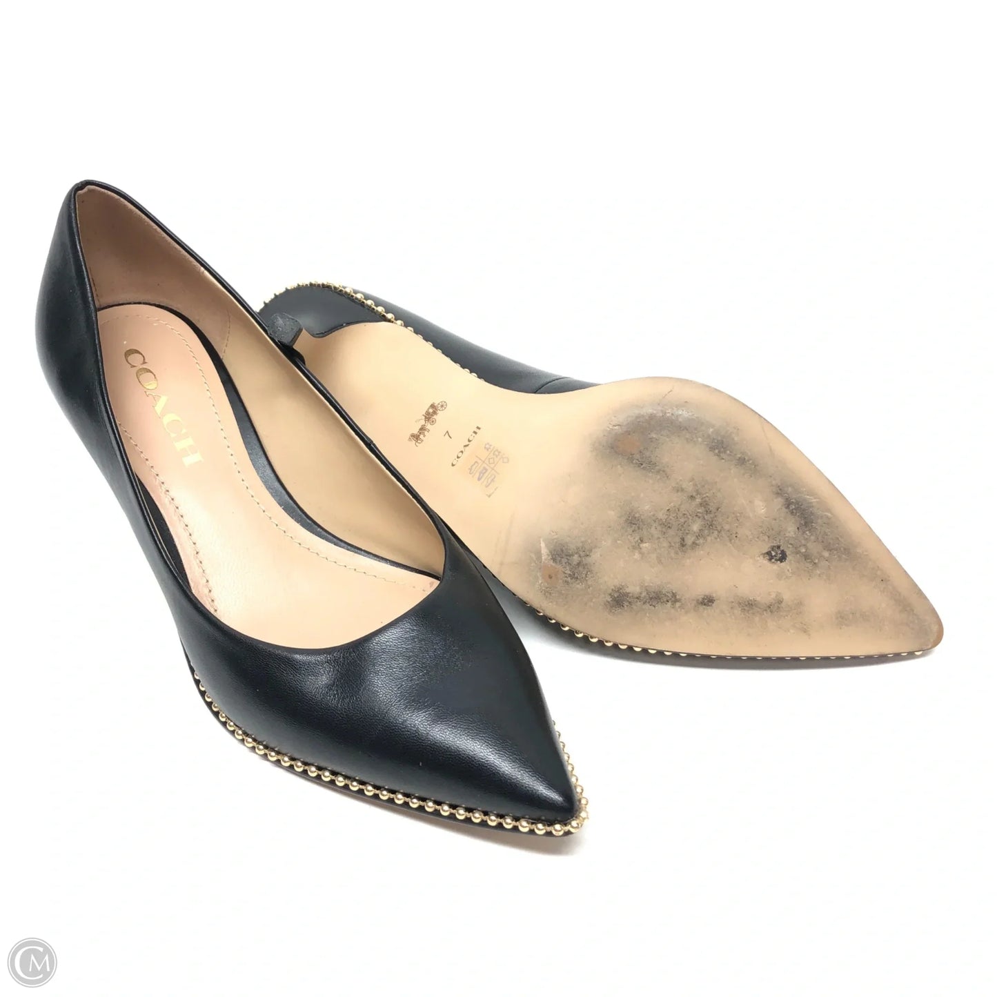 Shoes Designer By Coach In Black & Gold, Size: 7