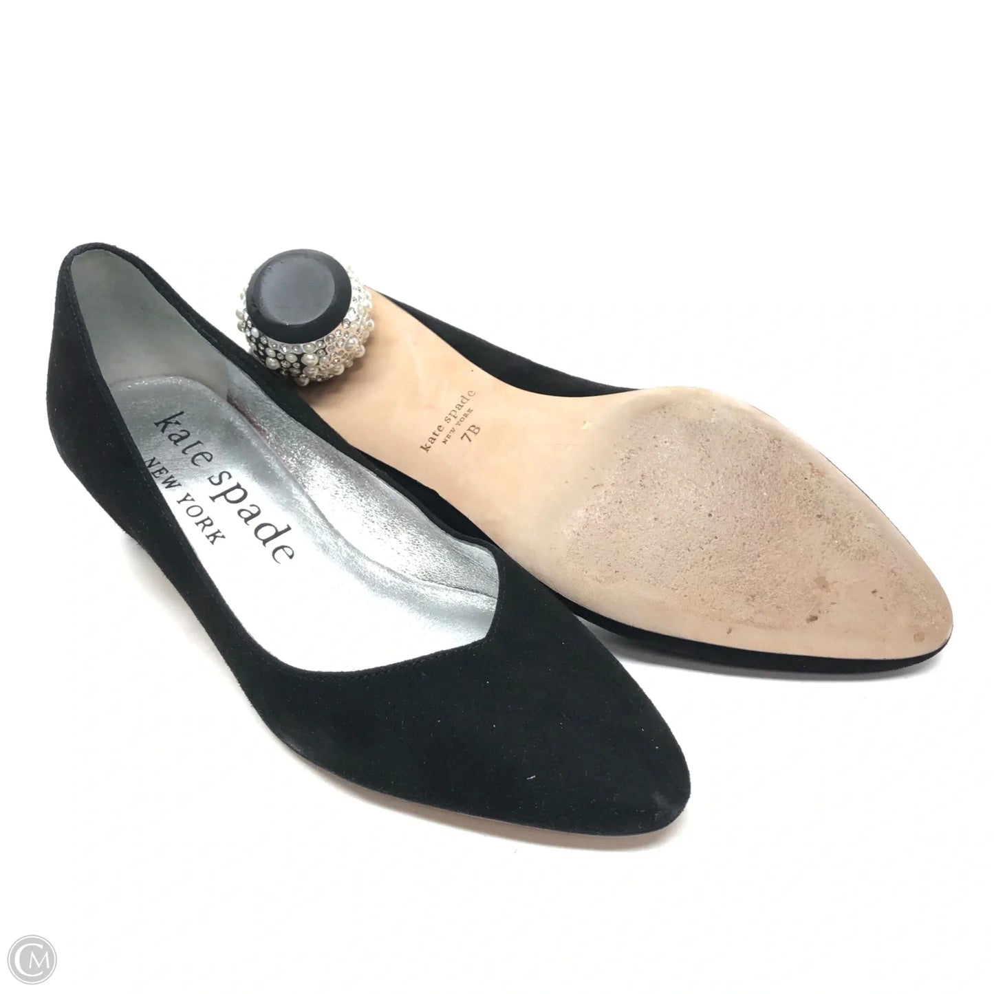 Shoes Designer By Kate Spade In Black & Silver, Size: 7