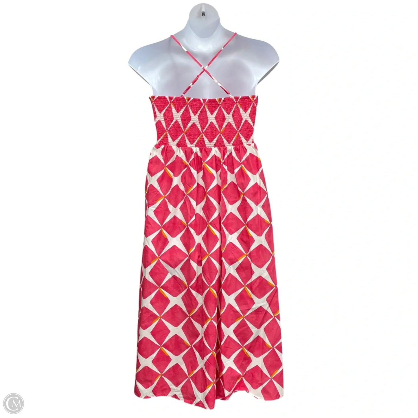 Dress Casual Midi By Banana Republic In Pink & White, Size: Xl