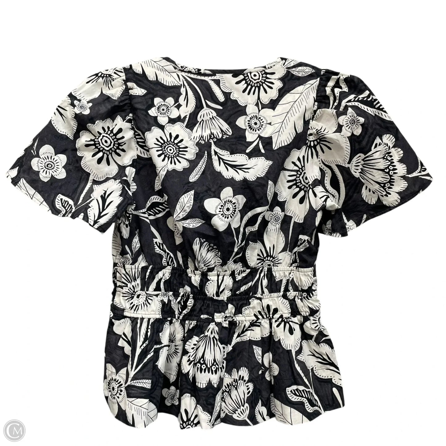 Blouse Short Sleeve By Anthropologie In Black & White, Size: Xxsp