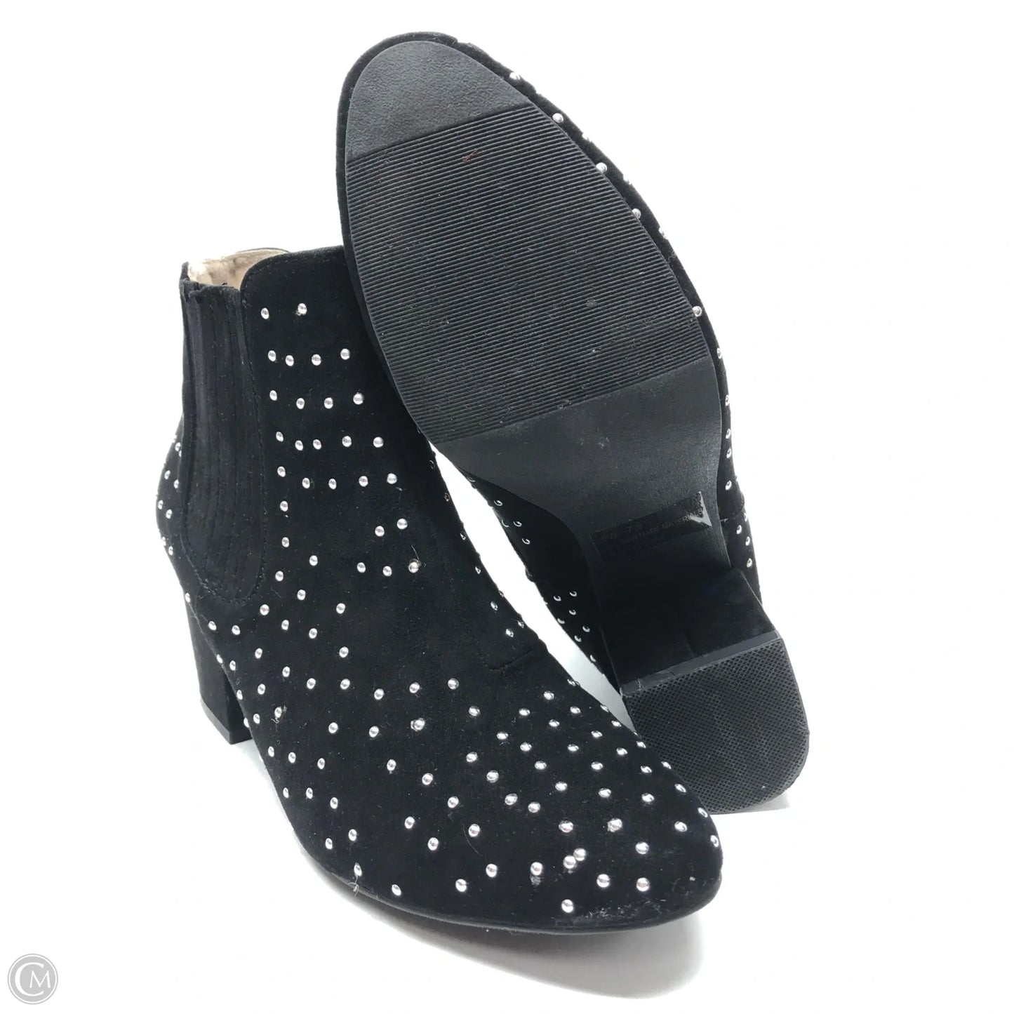 Boots Ankle Heels By Qupid In Black & Silver, Size: 7.5