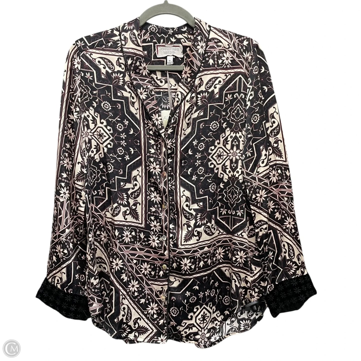 Top Long Sleeve By Johnny Was In Black & Cream, Size: Xs
