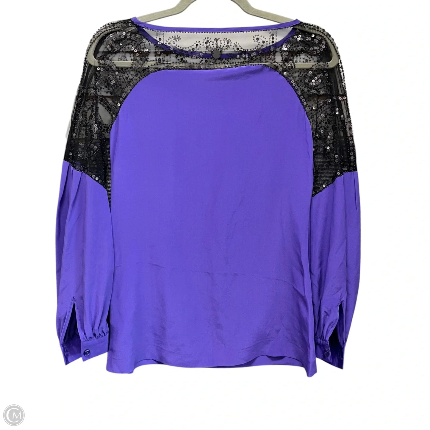 Blouse Designer By Tory Burch In Black & Purple, Size: 0