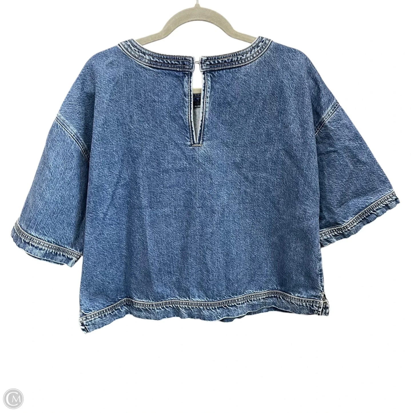 Top Short Sleeve By Loft In Blue Denim, Size: L