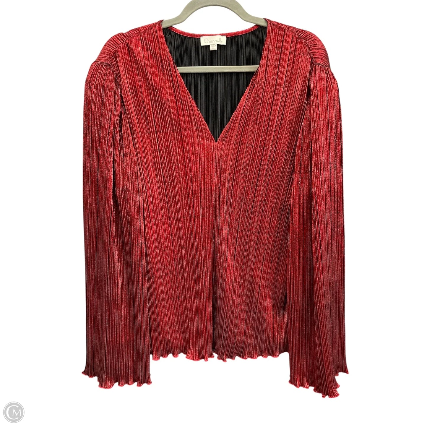 Blouse Long Sleeve By Chenault In Red, Size: Xl