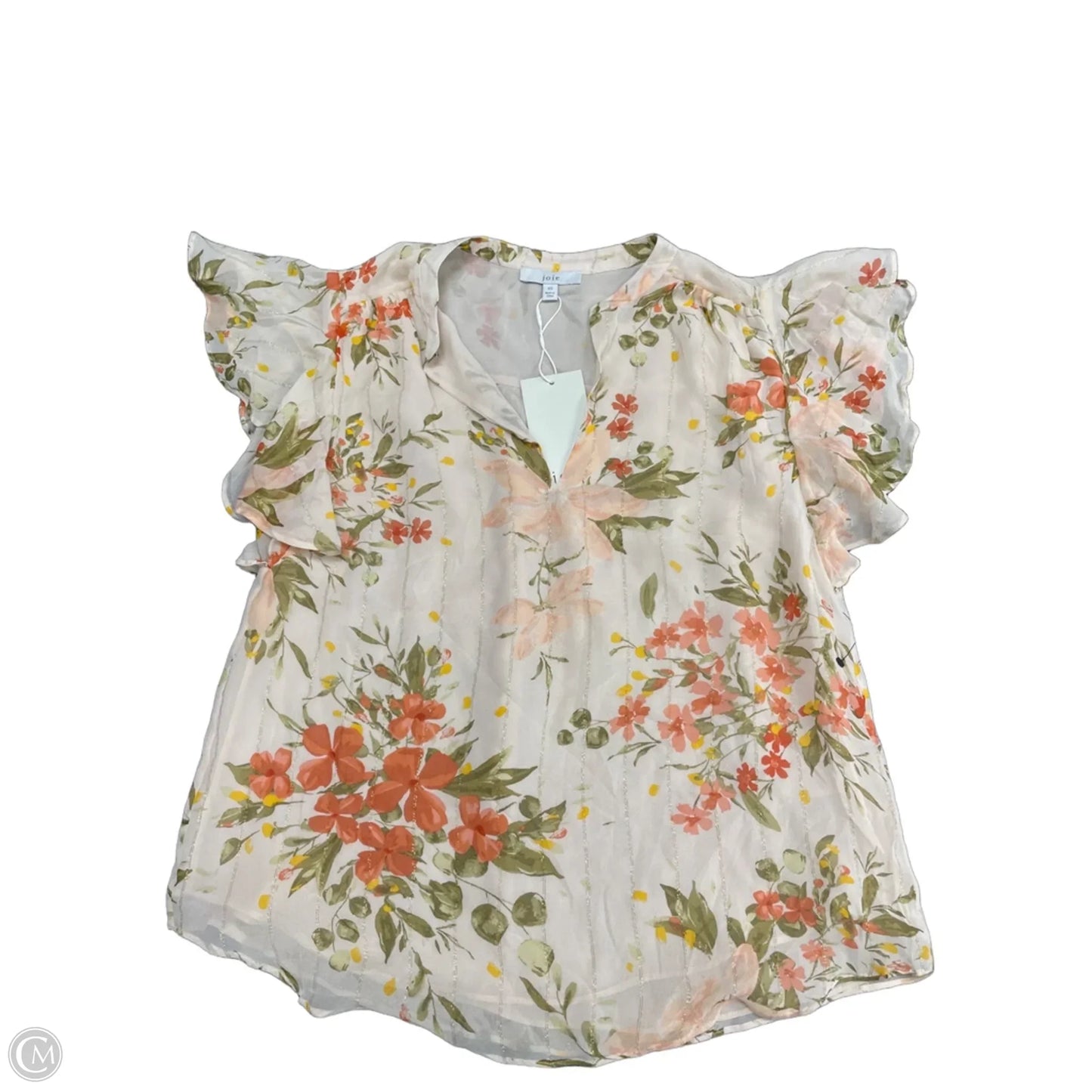 Blouse Short Sleeve By Joie In Floral Print, Size: Xs